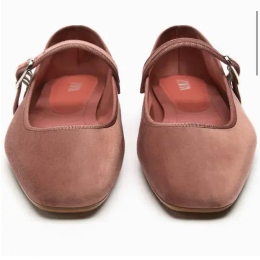Zara Blush Velvet Flats NWOT